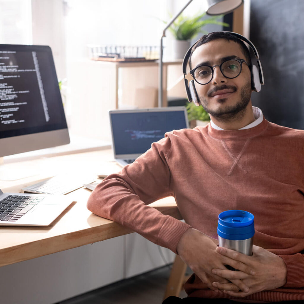 web designer at his desk