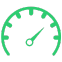 Minimalist speedometer icon representing website speed performance